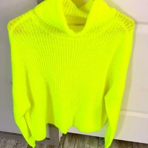 Juniors large neon yellow sweater